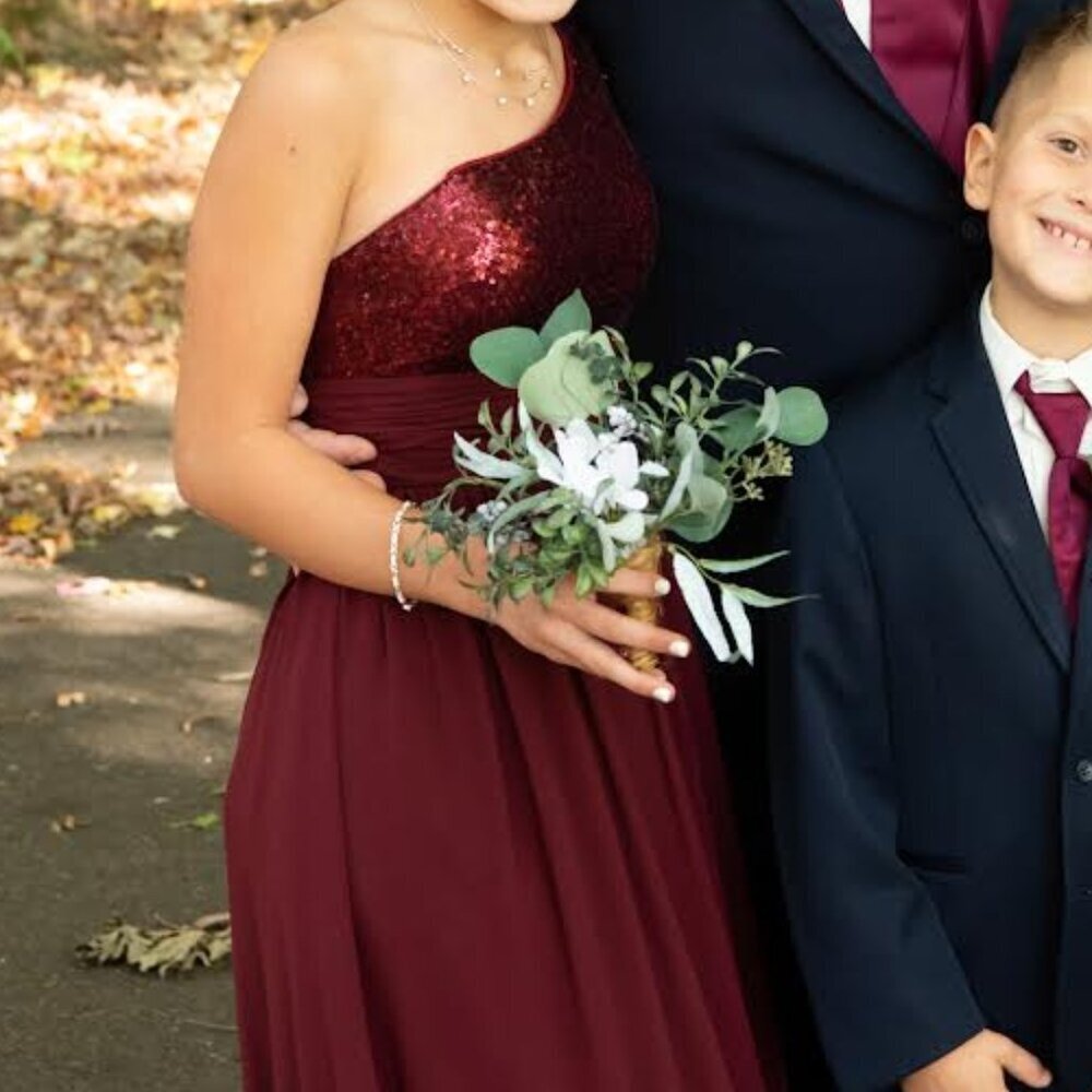Christina Wu, Burgundy Bridesmaids dress - Picture 7 of 8